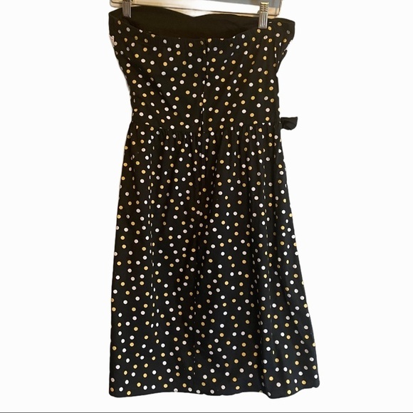 Jessica strapless dark academia goblincore gold white black polka dot dress - Picture 3 of 7